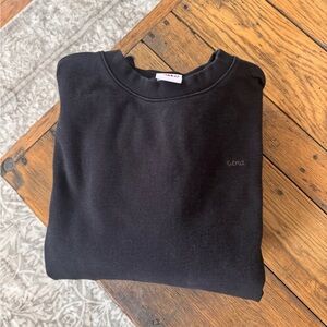 TNA Aritzia Classic Black Crewneck Sweater Extra AF Fleece 2